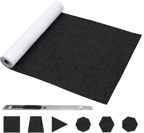 Filz Selbstklebend 40x220cm, 2mm Dicke Filzstoff, Klebefilz Schwarz | Filzstoff Meterware, Filzmatte, Bastelfilz für DIY, Sofa,Tisch und Stuhlbeinschoner, Möbelgleiter, Autoschalldämmung