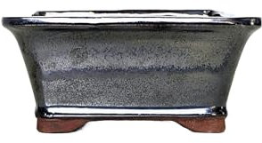 Macetas de cerámica esmaltada para bonsái sin bandejas (gris, 16 cm)