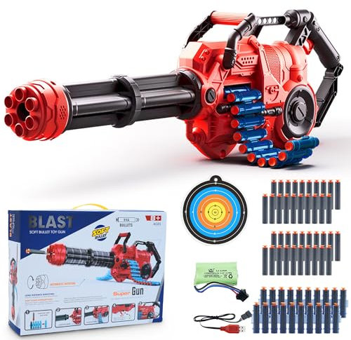 Blaster en mousse jouet, pistolet électrique automatique avec 100 fléchettes, fléchettes à aspiration, canon tournant rutomatiquement, jouets pour garçons et enfants à partir de 8 ans