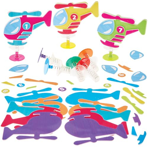 Baker Ross FN076 Hubschrauber-Sprungsets – 8er-Pack, kreative Bastelsets für Kinder