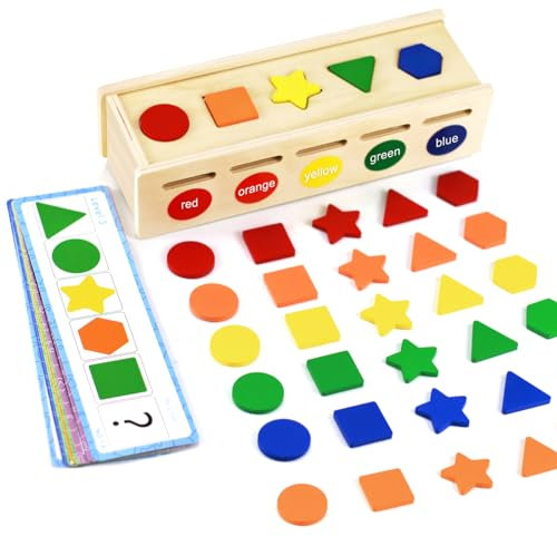 Montessori Farben Sortieren Spielzeug, Hölzernes Sortierspiel ab für Kinder 1/2/3 Jahre, Geometrische Formen Stapeln Passende Lernsortierspielzeug, für 1/2/3 Mädchen, Jungen Lernspielzeug als Geschenk