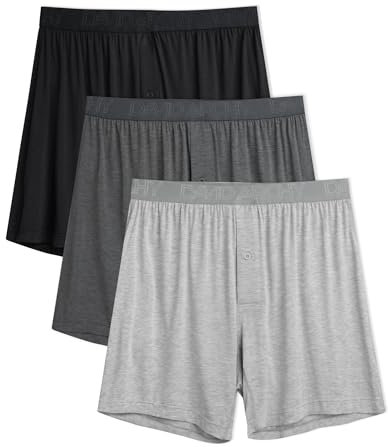 DAVID ARCHY Boxer Homme - Boxers Doux en Rayonne de Bambou pour Homme avec Braguette Boutonnée Caleçon Flottant Homme