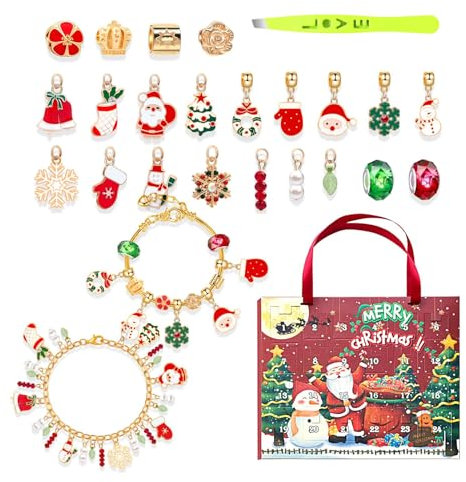 Adventskalender Armband Weihnachten Adventskalender für 2024 24 x 20 x 2 cm Schmuckbastelset Weihnachts-Countdown-Kalender Ornament Set Fabrikat