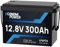 Batterie Lifepo4 300Ah 12V, EconomiPower 3840Wh batterie lithium BMS 200A, Max 15000 temps de cycle et 10 ans de durée de vie, idéal pour solaire, camping-car, d'électricité, off-grid