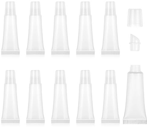 Ptwola 10 Stück Leere Tuben Lip Gloss Tubes Mini-transparente Nachfüllbare Quetsch-Kosmetiktuben Lipgloss Balsam Behälter Weiche Tuben für Reise-Make-up, Toilettenartikel