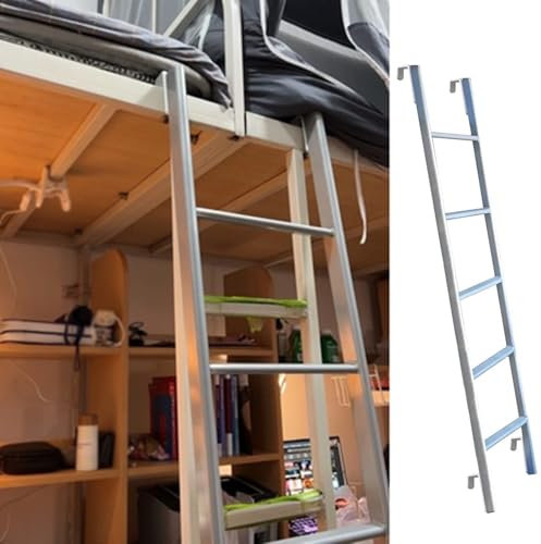 Trittleitern, Etagenbettleiter, silberne Etagenbettleiter zum Einhängen, Ersatzleiter für Boot, Dachboden, Zuhause, Wohnheim, Wohnmobil, Camper, 116 cm/130 cm/140 cm/150 cm hohe Kletterleite