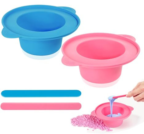 Universal Silikon Wachswärmerliner Kit für Wachswärme, 2 Stück Antihaft Wachstopf Silikon Schalenersatz mit 16cm Wachsspatel Antihaft Wachstopf Wachsschüsseln für Waxing Set
