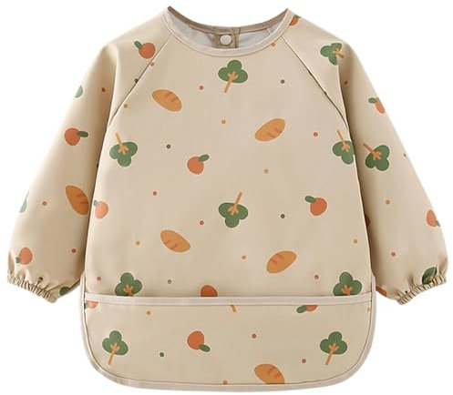 Amexo Lätzchen zum Abstillen mit Langen Ärmeln, Wasserdichtes und Leicht zu Reinigen Lätzchen mit Tasche & BLW Baby Lätzchen Ärmellätzchen für Babys Kleinkinder 6-36 Monate