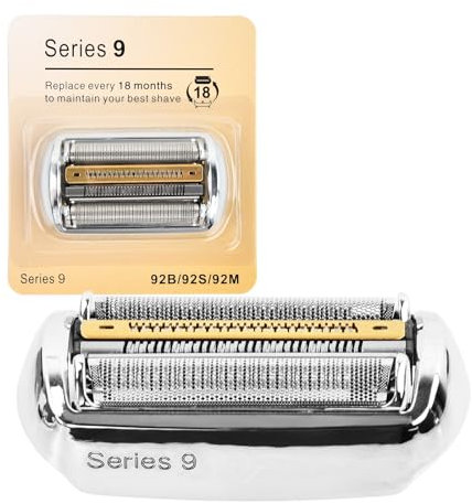 Focenat Rasierkopf Serie 9, elektrischer Scherkopf, Ersatz-Rasiererkopf, kompatibel mit allen Rasierern der Serie 9 9040s, 9080cc, 9093s, 9095cc, 9242s usw. (Silber 92S)