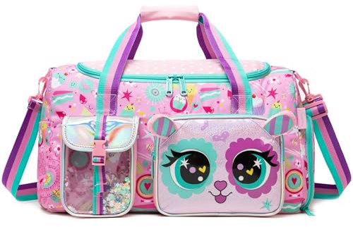 HTgroce Borsone Palestra Bambina- Borsa da Viaggio Duffel Bag Rosa - Borsa Sport Piscina Weekend Bambine con Tracolla