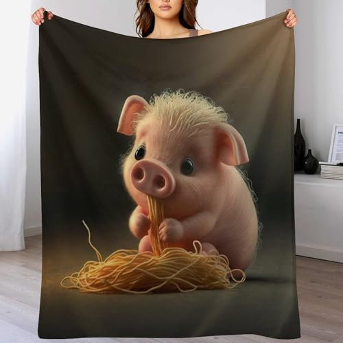 AAPZY süßes Schwein Kuscheldecke Flauschige Decke Decke Vier Jahreszeiten Wohndecke Dicke Sofadecke Couchdecke Weiche Fleecedecke Flannel Sofaüberwurf Tagesdecke Für Bett/Sofa (140×180cm)
