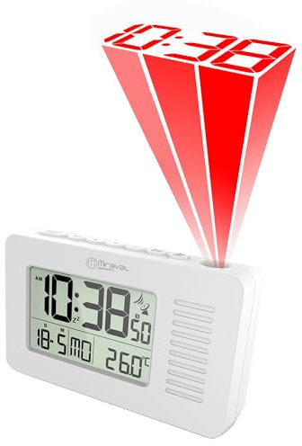 Miraval Funk-Projektionswecker Datumsanzeige Temperaturanzeige Reisewecker (Weiß)