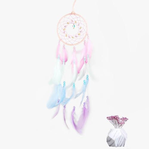 Weenwill Traumfänger,Dreamcatcher mit Federn und Bunt Perlen Handgefertigt Traumfänger Kinder Mädchen Geschenk Dream Catcher Boho für Wohnkultur Ornamente,Hochzeit Schlafzimmer Wandbehang