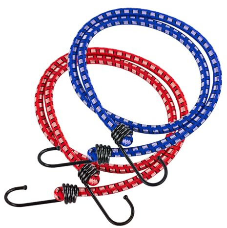 KesTek Gepäckspanner 8mm x 60cm - 2er Set, robust & elastisch, mit Metallhaken, ideal für Transport, Camping & Gepäcksicherung