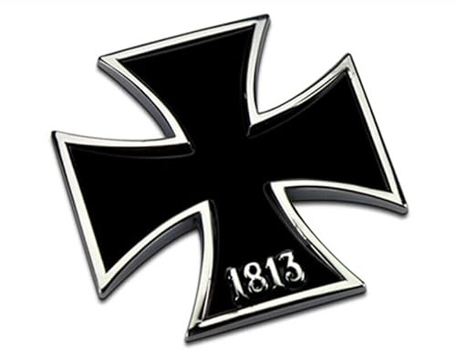 1813 Eisernes Kreuz Auto Emblem 3D Metall Schwarz Motorrad Karosserie Tuning