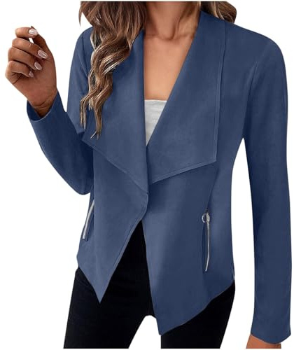 Damen Blazer Sportlich Elegant, Jackett Frühling Casual Sweatblazer Damen, Open Front Tailliert Einfarbig Blaser Jacke Blazer Kurz Oversize Damen Klassiker Vintage Kostüme & Blazer Für Damen Frühjahr