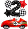 Car Geburtstagsdeko 2 Jahre,Folienballon Auto geburtstag,Auto Deko 2. geburtstag Junge,Folienballon Zahl 2,Kindergeburtstag Deko 2 Jahre,2 Jahr Rennauto Luftballons Junge Geburtstag Party