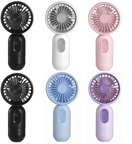 Mini Portable Fan 6 Pack, Cute Handheld Battery Operated Lightweight Small Personal Fans with 3 Speeds and USB Rechargeable Eyelash Fan for Stylish Girl Kids Women Men Office Outdoor Travel Camping