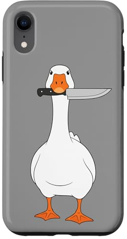 FUNNY GOOSE WITH KNIFE DUCK Case for iPhone XR