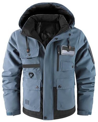 Vhersily Giacca da Sci Montagna Calda Invernale Parka da Neve Imbottita Cappotto da Snowboard in Pile con Cappuccio Impermeabile Uomo Leggere Giubbotto da Coppia, Spessa Giacca in Cotone Termico