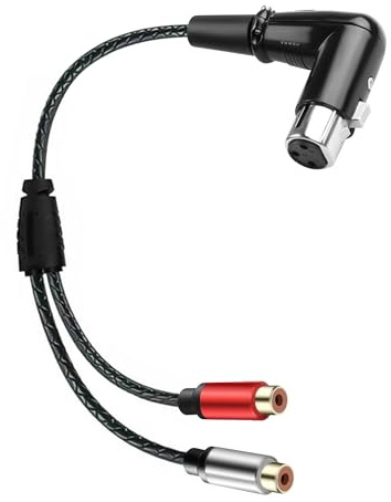 JSADZKJ XLR Female to Dual RCA Female Audio Cable, for Connecting Mixers, Microphones to Recorders, Amplifiers - 30CM (Right Angle)