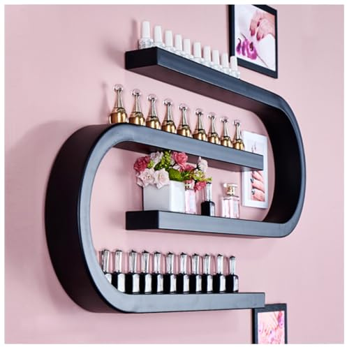 ZBJDX 2er-Pack U-FöRmige Nagellack Wandregale, Kosmetik- Und ParfüMhalter, Metall Wandregal Organizer FüR Nagellack, FüR Nagelstudios Zu Hause,Schwarz