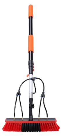 Hyuduo Solarpanel-Reinigungsbürsten-Set, 3,6 M Ausziehbare Teleskopstange mit Seifenspender und 180°-Eckadapter, für Dach, Wohnmobil, Dachrinne, Bootsdeckfenster