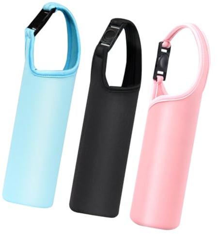 FOYTOKI Manchon de Bonnet Portable en Néoprène pour Bouteille d'eau, Lot de 3 Pièces Isolation Thermique, Pochette Porte-Bouteille pour Transport Facile en Extérieur