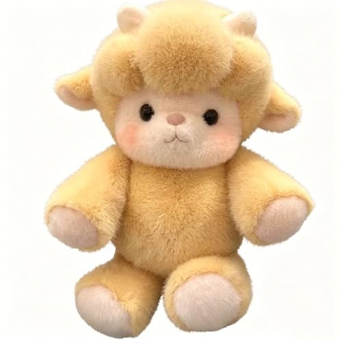 JORCEDI Schaf Kuscheltier Schaf Kuscheltiere Plüschtier Stofftier SchafPlüschtiere Laufendes Puppe Kinder Flauschig Weiches Niedliches Cartoon Design Spielzeug für Männer Frauen Teenager (60cm,Gelb)