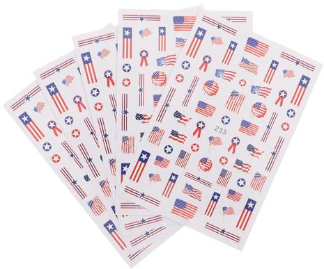 SAFIGLE 5 Sheets Self Adhesive Patriotic Nail Stickers with American Flag Design for 4th of July Independence Day Nail Art, for DIY Use and Professional Looking Manicure