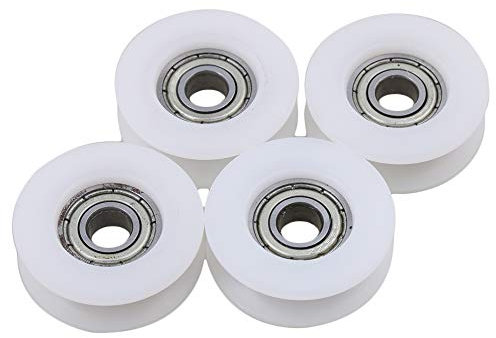 4Stück 6x27x9mm flach Kunststoff beschichtet versiegelten Lager Stahl 696ZZ tiefe U-Nut Führungsrolle Schienen Kugel rollendes Lagerrad weiß