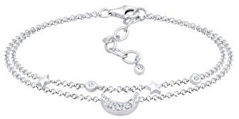 Elli Armband Damen Halbmond Sterne Galaxy mit Kristalle in 925 Sterling Silber