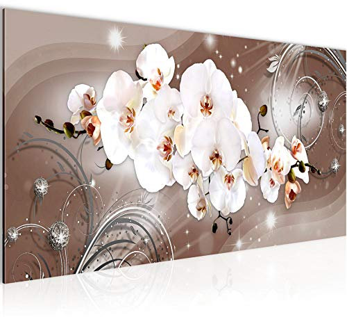 Runa Art Quadri Moderni Orchidea Fiori Tela Non Tessuta Soggiorno Corridoio Astratto Beige Marrone 006312b