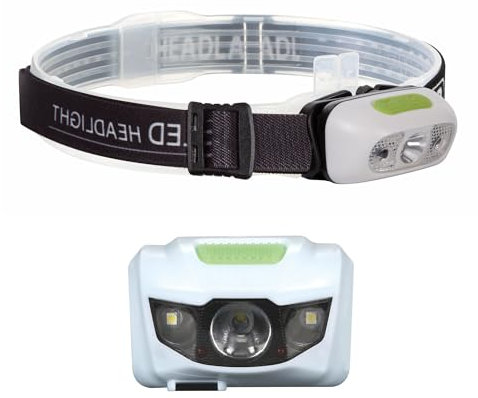 Perel LED-Stirnlampe, Kopflampe Laufen, Kopflampe joggen wandern Camping Jagen Angeln, Kopfleuchte mit Heller weißer LED für Notfälle, EIN/Aus-Sensor, aufladbar über Micro USB-Kabel