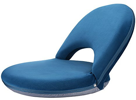 Nnewvante Adjustable Floor Seating with Back Support 42 Angles Foldable Meditation Chair Tatami Chair for Indoor Floor Bay Window Reading Watching Gaming, Adult - Deep Blue