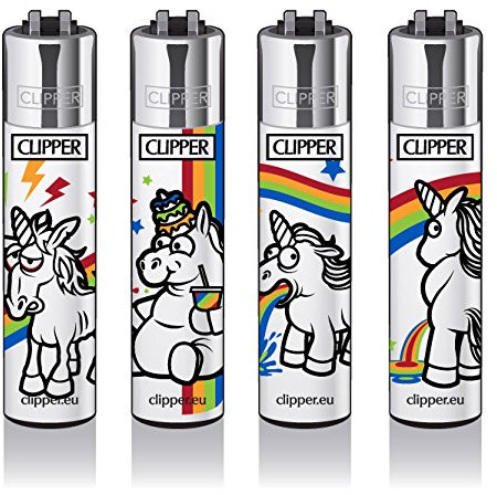 Clipper Feuerzeuge - Einhörner - 4er Set