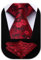 HISDERN Krawatte für Herren Rot Extra Lange Florale Krawatten und Einstecktuch Set Elegante Klassisch Hochzeit Seidenkrawatte Taschentuch