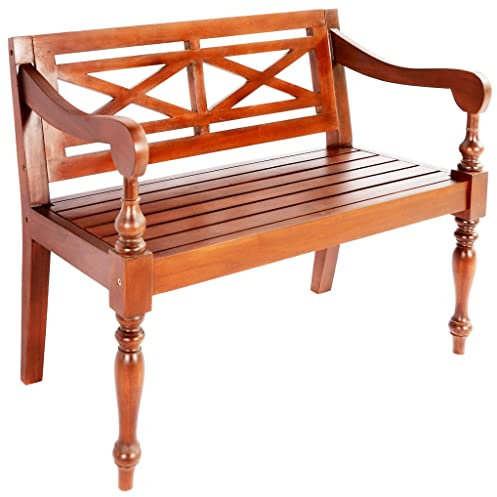vidaXL Mahagoniholz Massiv Batavia Sitzbank 98cm Dunkelbraun Holzbank Flurbank
