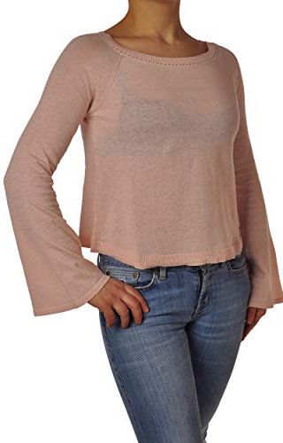 PATRIZIA PEPE T-Shirt, kurzes Modell, Bootsausschnitt, lange ausgestellte Ärmel, einfarbig., Rosa, I