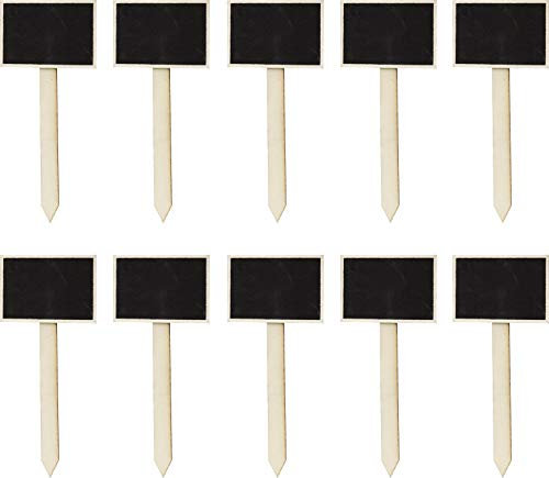 Windhager Stecketiketten mit Kreidetafel, Pflanzenetiketten, Pflanzenstecker, Pflanzenschilder Holz, 10 Stück, 7,5 x 12 cm, natur, schwarz