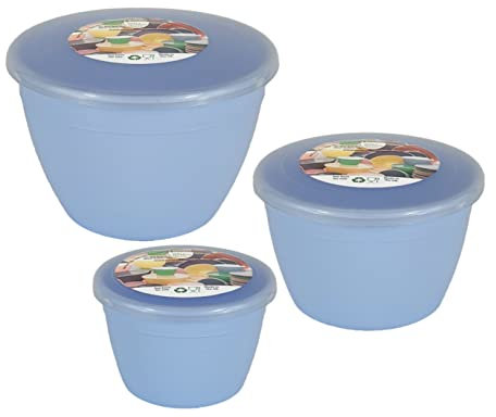 Just Pudding Basins 3 Smaller Sizes in One Set Steam Pudding Bowls, Basin and Lid 1x 1/4 Pint, 1x 1/2 Pint 1x 1 Pint (Blue)
