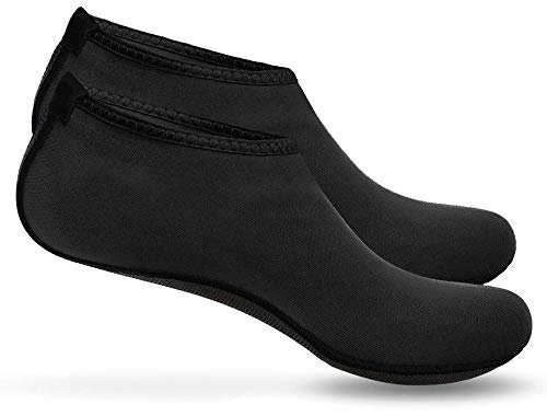 Boolavard Chaussure de Sport Nautique Chaussettes Slip-on Aqua Yoga Barefoot à séchage Rapide pour Hommes Femmes Enfants, Noir, S