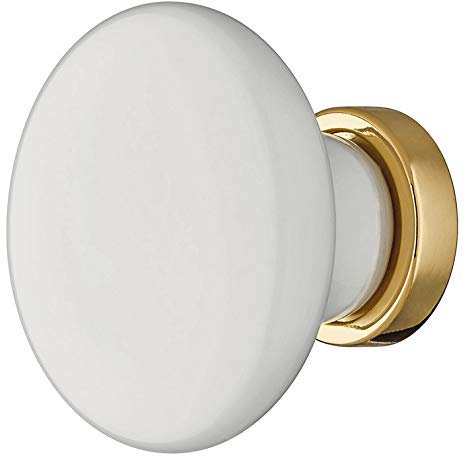Gedotec Bouton de tiroir en porcelaine Blanc Poignée de meuble antique vintage pour portes de placard – CIVA – Diamètre 25 mm | Bouton porte rond | 1 pièce