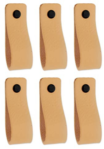 Brute Strength - Ledergriffe für Möbel - Natur - 24 Stück - 16,5 x 2,5 cm - Schrankgriff, Türgriff für Küche, Bad, Schränke, Kommode, Holz