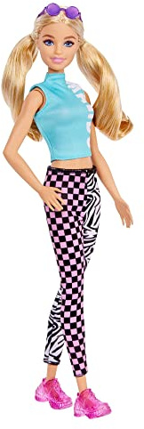 Barbie GRB50 - Fashionista mit Malibu Oberteil und Leggings, Spielzeug für Kinder von 3 bis 8 Jahren
