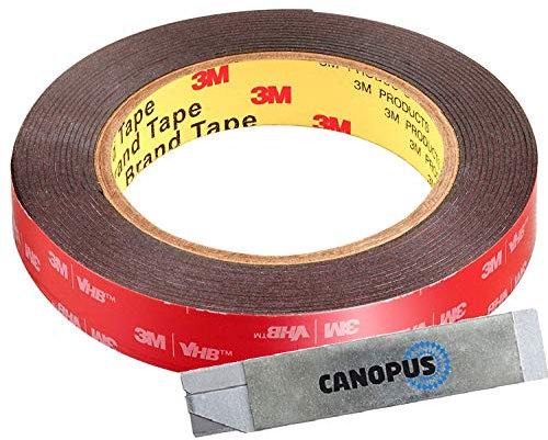 CANOPUS Profi Doppelseitiges Klebeband Extra Starkes, Wasserfest 5925 Klebeband (12,7mm x 4,5m) Wasserdicht Klebeband für LED Streifen, Montageklebeband, Innen, Außenbereich, Wohnkultur, Schwarz