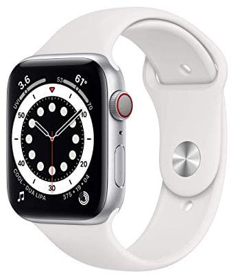 Apple Watch Series 6 (GPS + Cellulare, 44MM) Cassa in Alluminio Argento con Cinturino Sport Bianco (Ricondizionato)