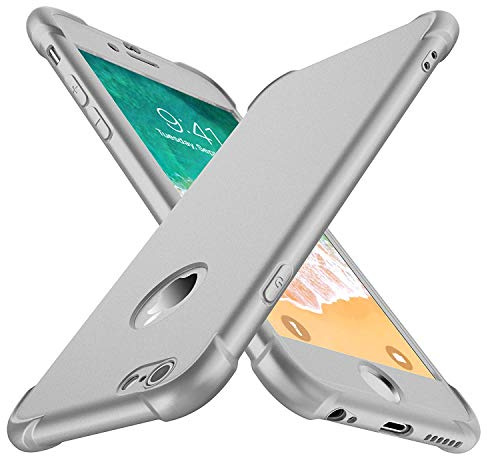 ORETECH Kompatibel mit iPhone 6/6s Hülle, mit [2X Displayschutzfolie] 360 Grad Stoßfest Ganzkörperschutz Handyhülle TPU Silikon Bumper Hard PC Kratzfeste Case Schutzhülle für iPhone 6/6s 4.7-Silber