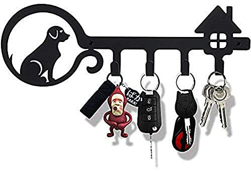 NININI Schlüsselbrett,Dekorativer Schlüssel Board Hakenleiste,Decor Haus-Tür Küche Fahrzeug-Schlüssel Aufhänger(Schwarz) (Hund)