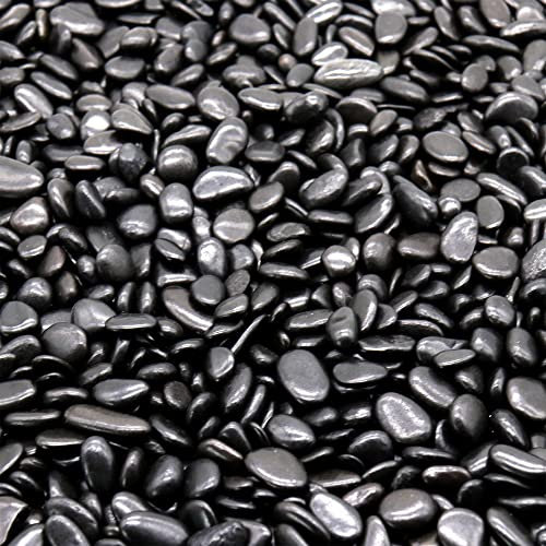 Premium Pebbles Pietre nere per piante, ciottoli decorativi lucidati, 1/5 pollici, 4,5 kg, per giardino, paesaggistica, riempitivo per vasi, piante grasse, vasi (Mini, nero, 10)